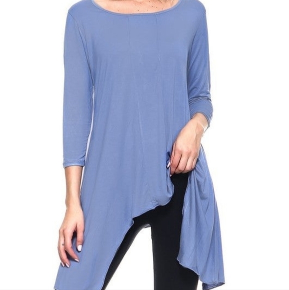 YELETE 3/4 Sleeve Misty Blue Tunic Top Size Small NWT - Picture 2 of 5